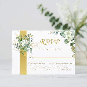 Cartons Réponse Gold Eucalyptus Wreath Sage Vert Mariage Russe