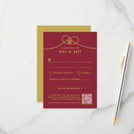 Cartons Réponse Gold Knot Union Double Bonheur Mariage chinois
