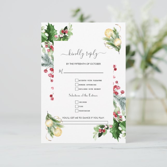 Cartons Réponse Gold Pine Berry Chanson de Noël Demande de Mariage (Debout devant)