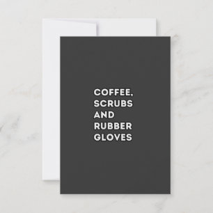 Cartons Réponse gommages au café et gants en caoutchouc, citation 