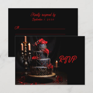 Cartons Réponse Goth Red Black Rose Mariage gâteau Enregistrer la 
