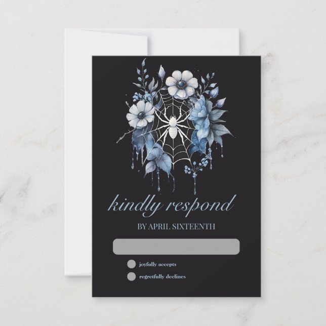 Cartons Réponse Gothique Dusty Blue Floral Spider Web Handfasting (Devant)