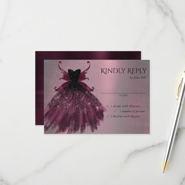 Cartons Réponse Gothique Fairy Fuchsia Gown | Punk Rock rose Magen (Devant/Arrière en situation)