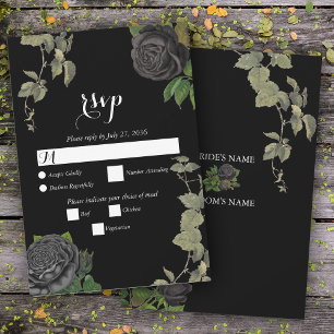 Cartons Réponse Gothique Halloween Rose noir Mariage