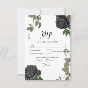 Cartons Réponse Gothique Halloween Rose noir Mariage blanc
