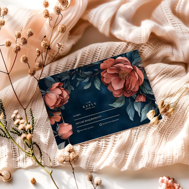 Cartons Réponse Gothique Moody Floral Mariage (Créateur téléchargé)