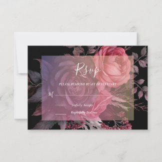 Cartons Réponse Gothique noir Moody Dark Floral Mariage