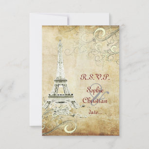CARTONS RÉPONSE GRANDE TOUR EIFFEL VINTAGE RSVP/NAUTES VANILLA