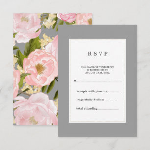 Cartons Réponse Gray   Blush Pink Peonies Mariage