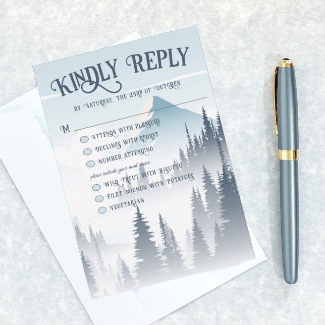 Cartons Réponse Gray Mountain Fog Forest Wilderness Mariage d'hive (Créateur téléchargé)