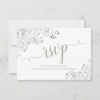 Green on White Elegant Calligraphy Wedding