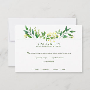 Cartons Réponse Green Spring Botanical Herbs Mariage botanique
