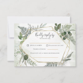 Cartons Réponse Greenery boho gold geometric watercolour wedding