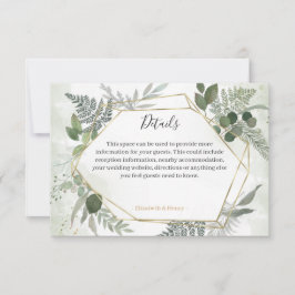 Cartons Réponse Greenery boho gold geometric wedding details