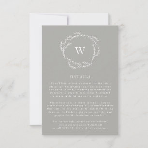 Cartons Réponse Gris et blanc Simple Wreath Détails du Mariage Car