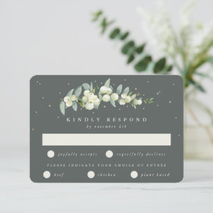 Cartons Réponse Gris Symphorine verte + Tige d'Eucalyptus Mariage