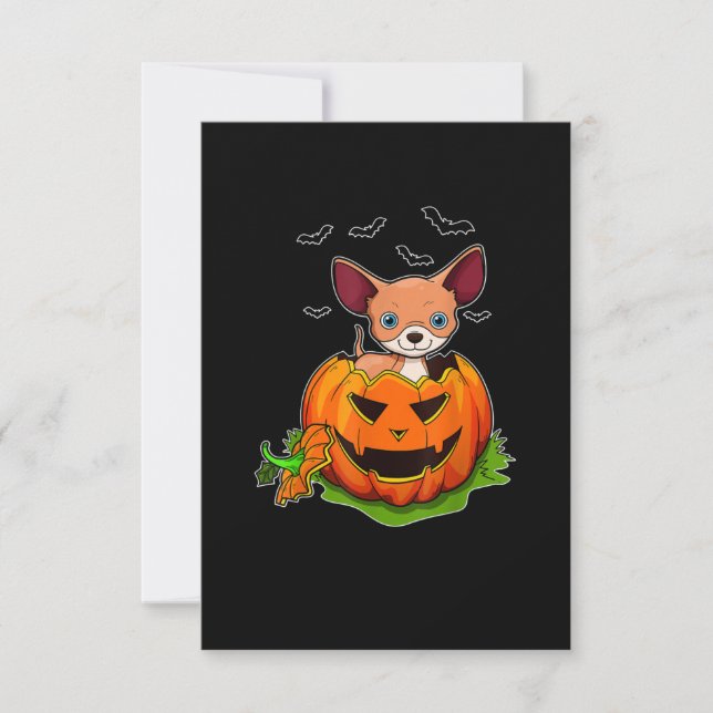 Cartons Réponse Halloween Chihuahua Amoureux de les chiens Citroui (Devant)