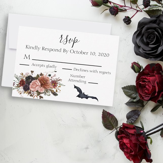 Cartons Réponse Halloween Floral Automne Aquarelle Fleur (Créateur téléchargé)