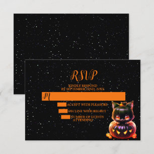 Cartons Réponse Halloween Party Chat noir Citrouille Horreur