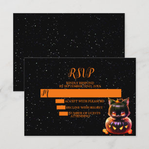 Cartons Réponse Halloween Party Chat noir Citrouille Horreur
