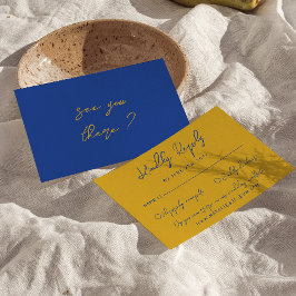 Cartons Réponse Hand Written Yellow Blue Italian Retro Wedding