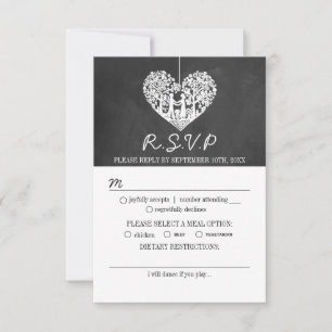 Cartons Réponse Hanging Heart Tree Chalkboard Mariage Collection