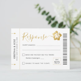 Cartons Réponse Hawaii Mariage Boarding Pass Ticket Destination