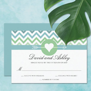 Cartons Réponse Heart Arrow Chevron Mariage