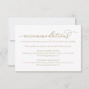 Cartons Réponse Hébergement de mariage à l'hôtel en calligraphie d