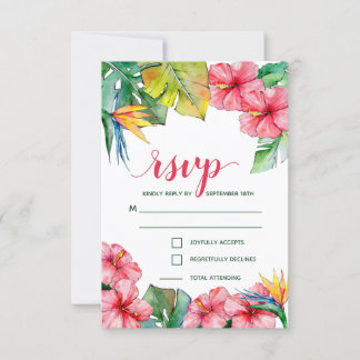Cartons Réponse Hibiscus tropical Mariage hawaïen