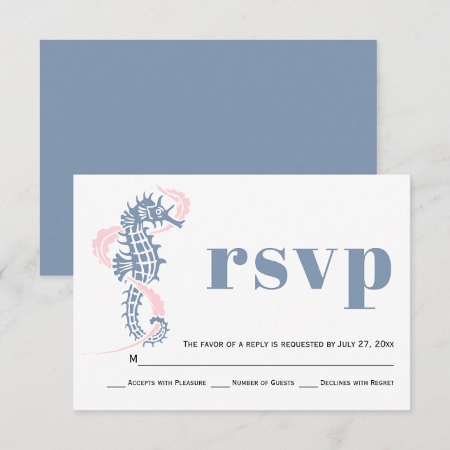 Cartons Réponse Hippocampe, algues bleu poussiéreux, mariage sur l (Devant / Derrière)