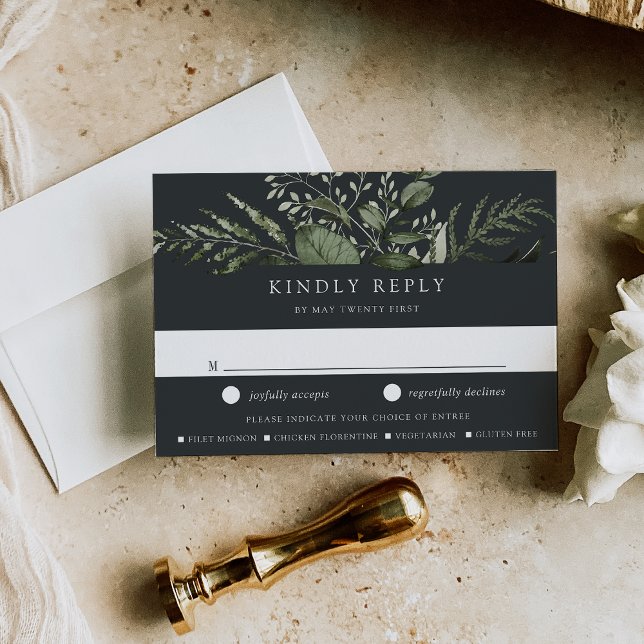 Cartons Réponse Hiver Meadow Green Botanical Meice Choice Mariage (Créateur téléchargé)