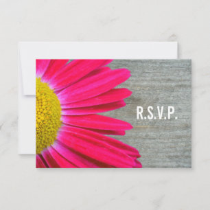 Cartons Réponse Hot Pink Daisy & Barnwood Mariage R.S.V.P.