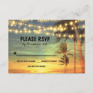Cartons Réponse illumine palmiers plage coucher de soleil mariage