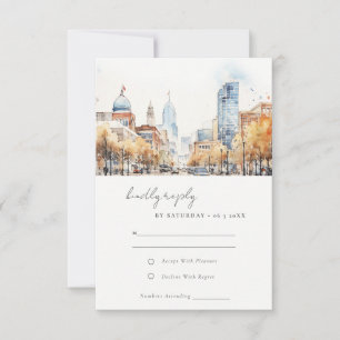 Cartons Réponse Indianapolis Indiana Paysage Aquarelle Mariage