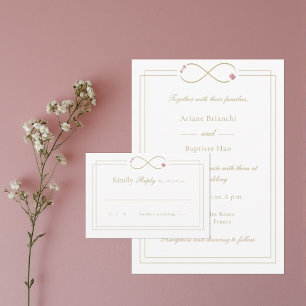 Cartons Réponse Infini Amour Monogramme Double Bonheur Mariage