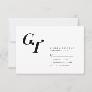 Cartons Réponse Initiales minimales Moderne Elegant Chic Mariage