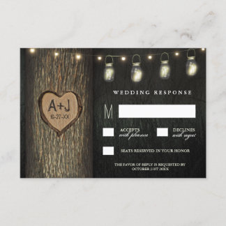 Cartons Réponse Initiales sculptées Jarres Chêne Mariage Mariage R