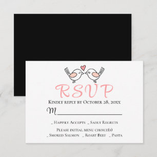 Cartons Réponse Inséparables Rose d'été Oiseaux d'amour Mariage No
