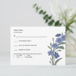 Cartons Réponse Interwinkle Blue Floral Modern Mariage Réponse,