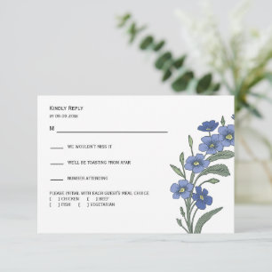Cartons Réponse Interwinkle Blue Floral Modern Mariage Réponse,