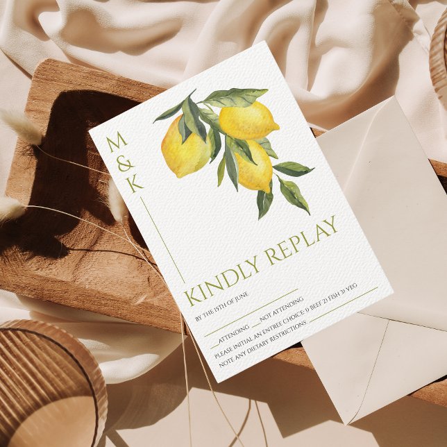 Cartons Réponse Italie méditerranéenne Grèce Lemon Vibrant Mariage (Créateur téléchargé)