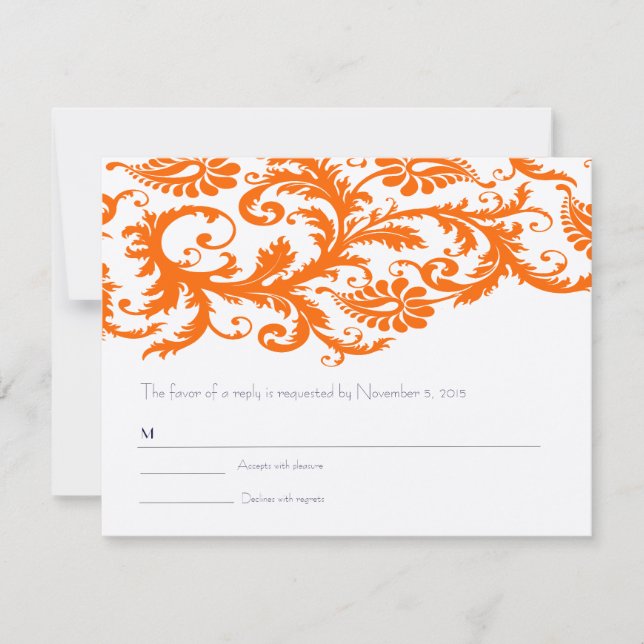 Cartons Réponse Italien coucher de soleil Terracotta Orange Damask (Devant)