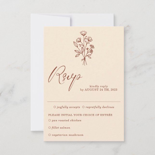 Cartons Réponse Ivory Beige Terracotta Botanique Choix de repas (Devant)