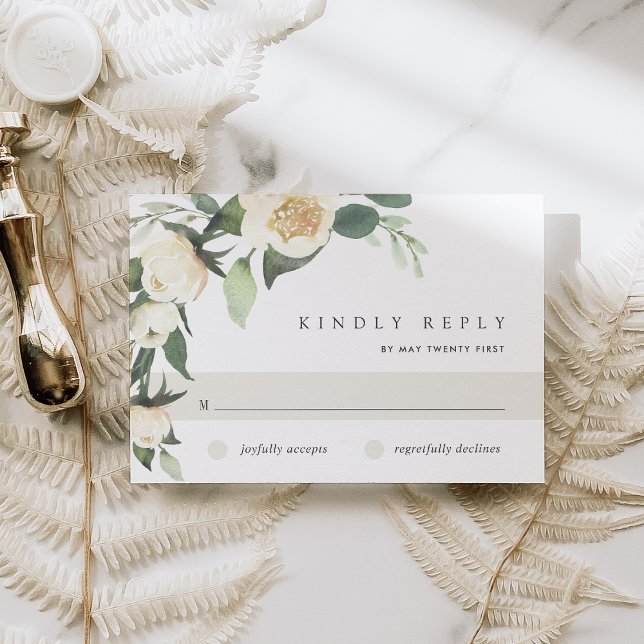 Cartons Réponse Ivory Bloom | Mariage floral aquarelle (Créateur téléchargé)