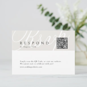 Cartons Réponse Ivory Classic Elegant Calligraphie Mariage QR code