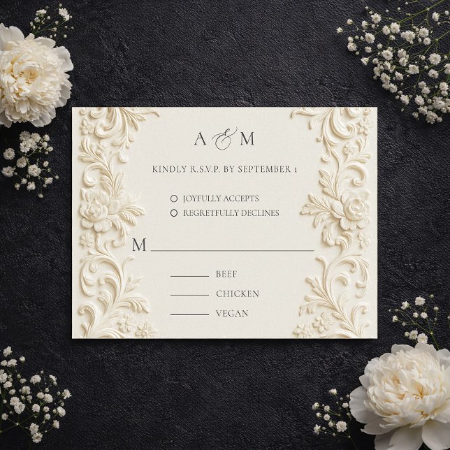 Cartons Réponse Ivory Elegant Baroque Wedding Response Card (Ivory Elegant Baroque Wedding Response Card)