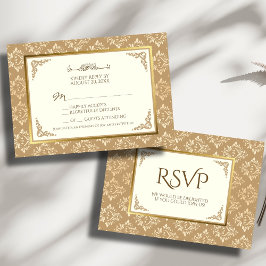 Cartons Réponse Ivory Gold Damask Elegance Mariage musulman islami