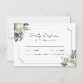 Cartons Réponse Ivory Rose Sage Green Floral Wedding