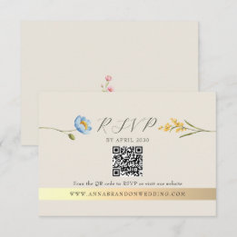 Cartons Réponse Ivory Wildflower QR Code Wedding